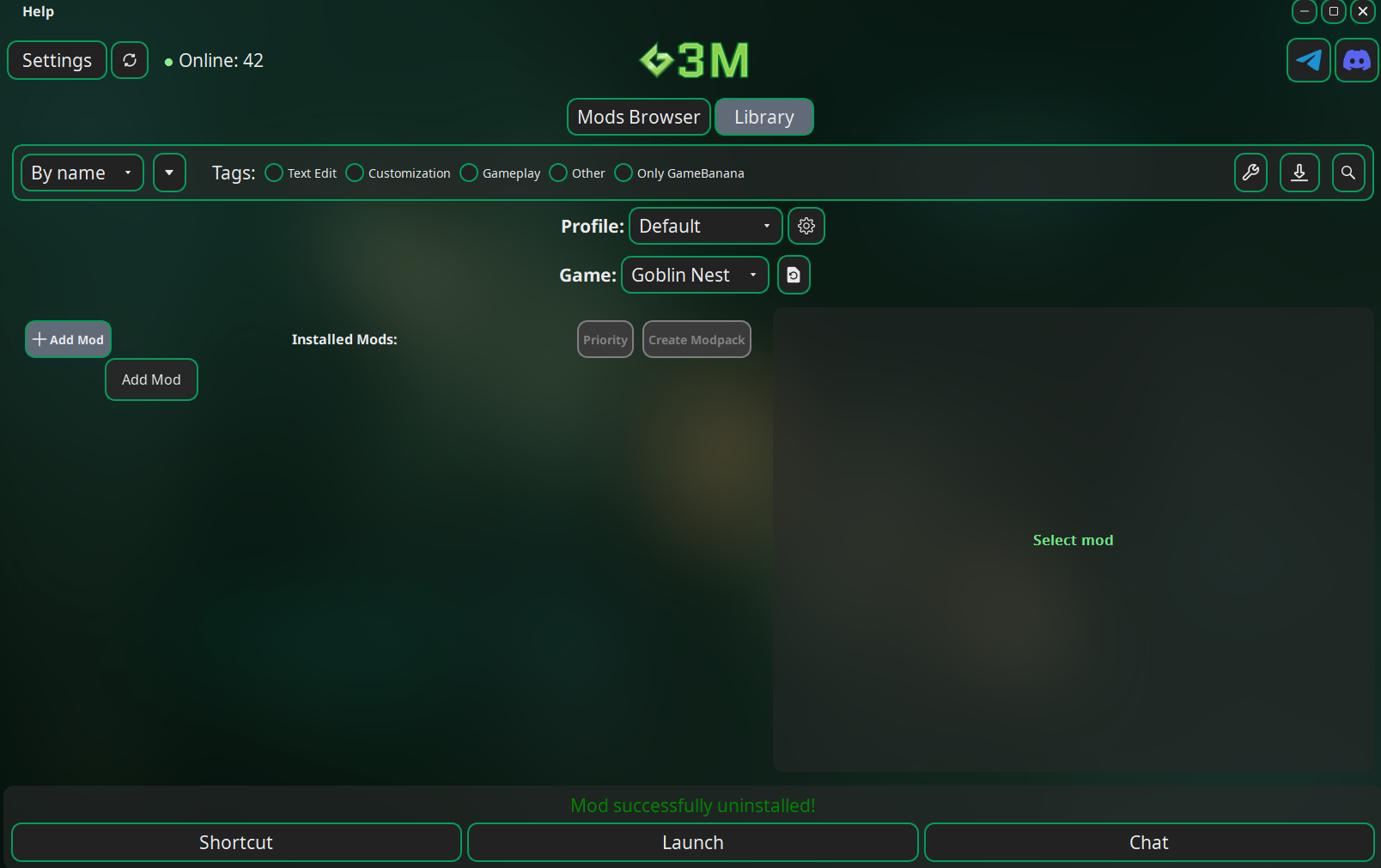 G3M Add mod button